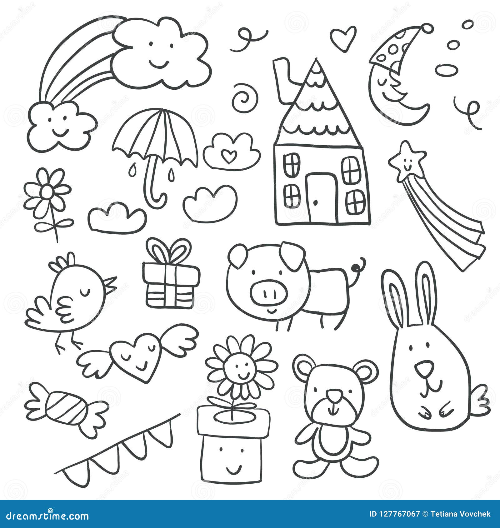 Collection of cute children drawings kids Vector Image