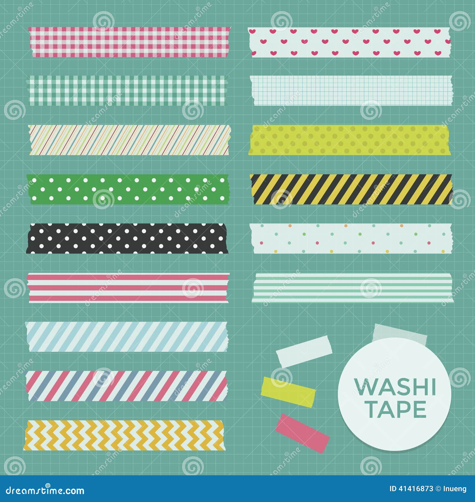 Navy Green Washi Tape Graphics Set Stock Illustration - Download