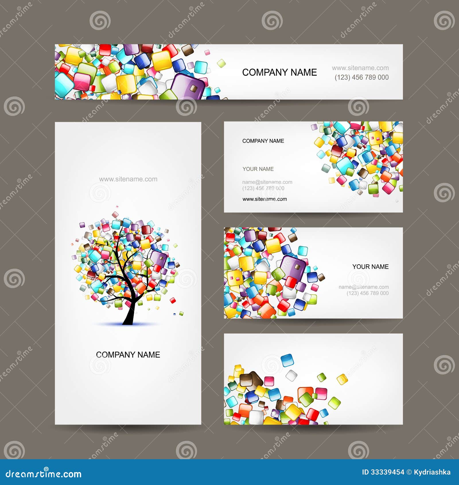 Collection De Cartes De Visite Professionnelle De Visite Avec La Conception D Arbre De Web Illustration De Vecteur Illustration Du Graphisme Branchement