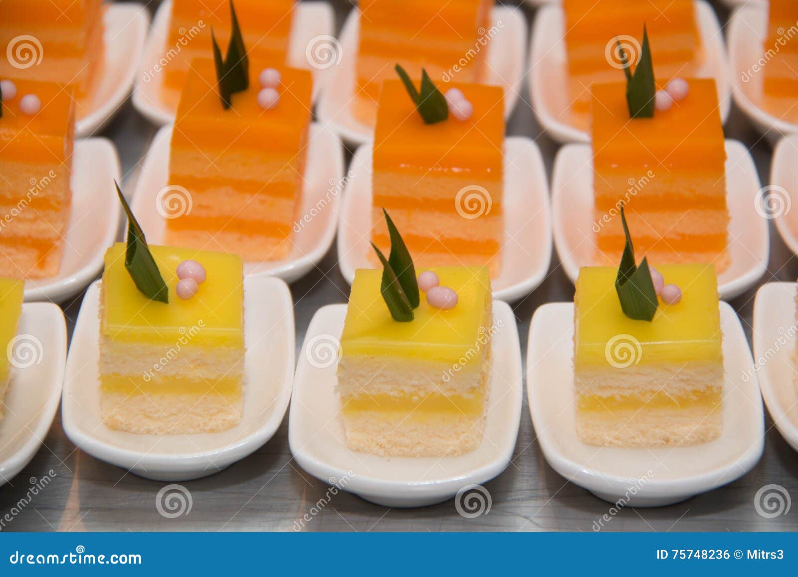 Collection of Delicious Orang and Lemond Mini Dessert Stock Photo