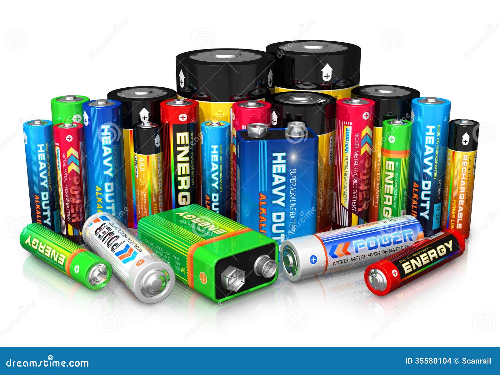 Collection of Different Batteries Stock Illustration Illustration of