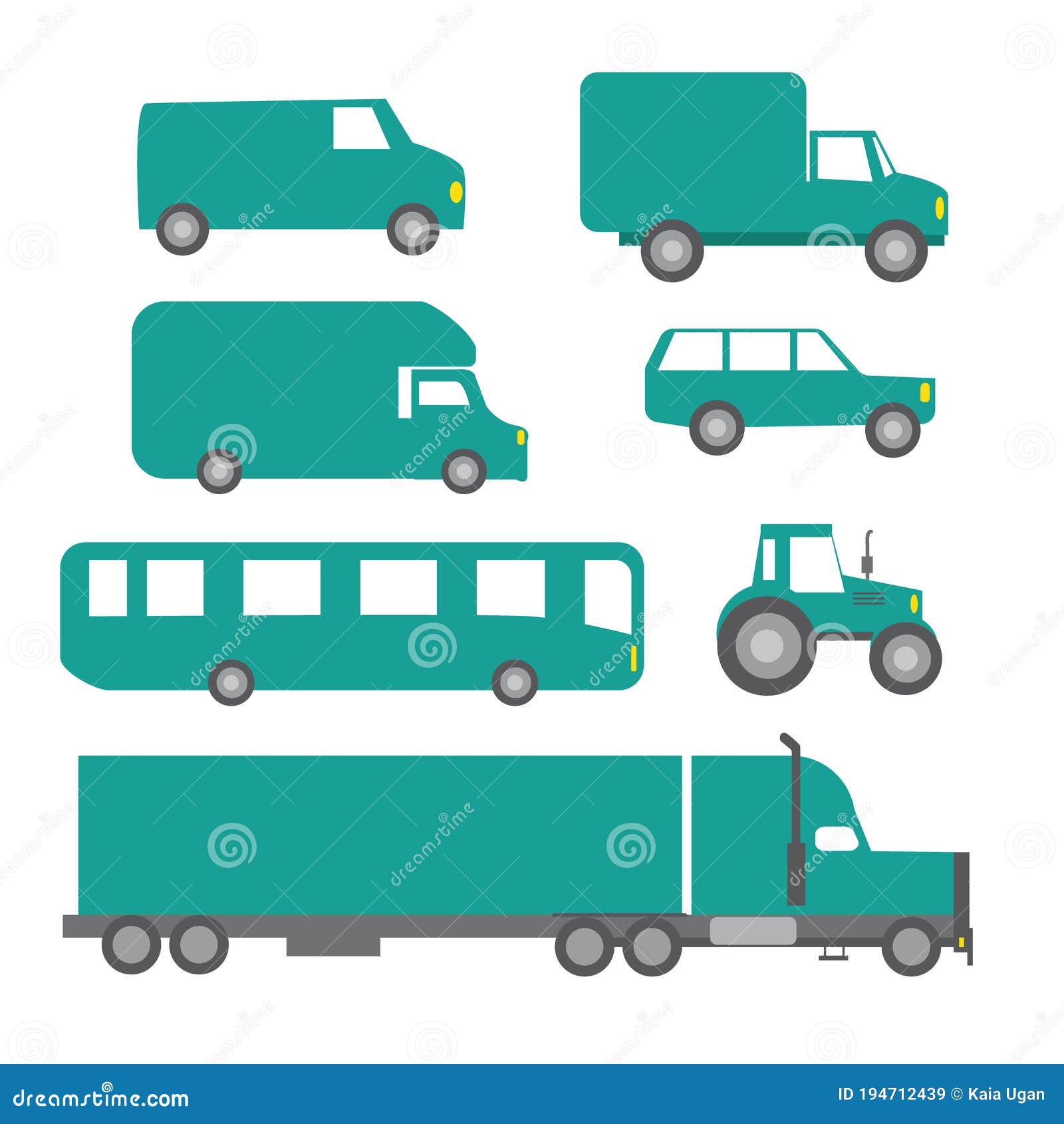 Collection of Different Cars. Set of Cartoon Flat Design Car, Bus and Truck  Icons Isolated on White Background. Side View Stock Vector - Illustration  of delivery, cars: 194712439