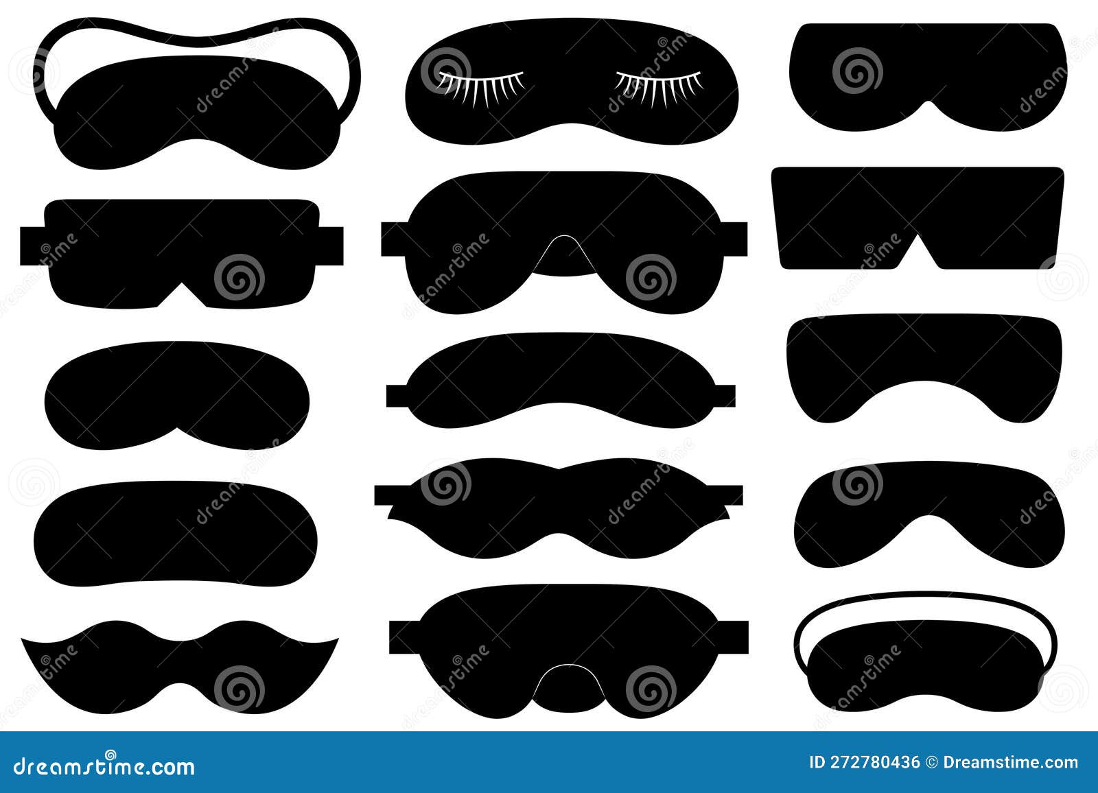 Sleeping Masks With Cute Prints Vector Illustrations Set