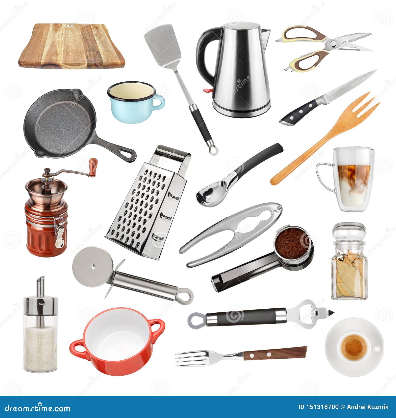 Collection of Kitchen Utensils Isolated on White Stock Photo Image of