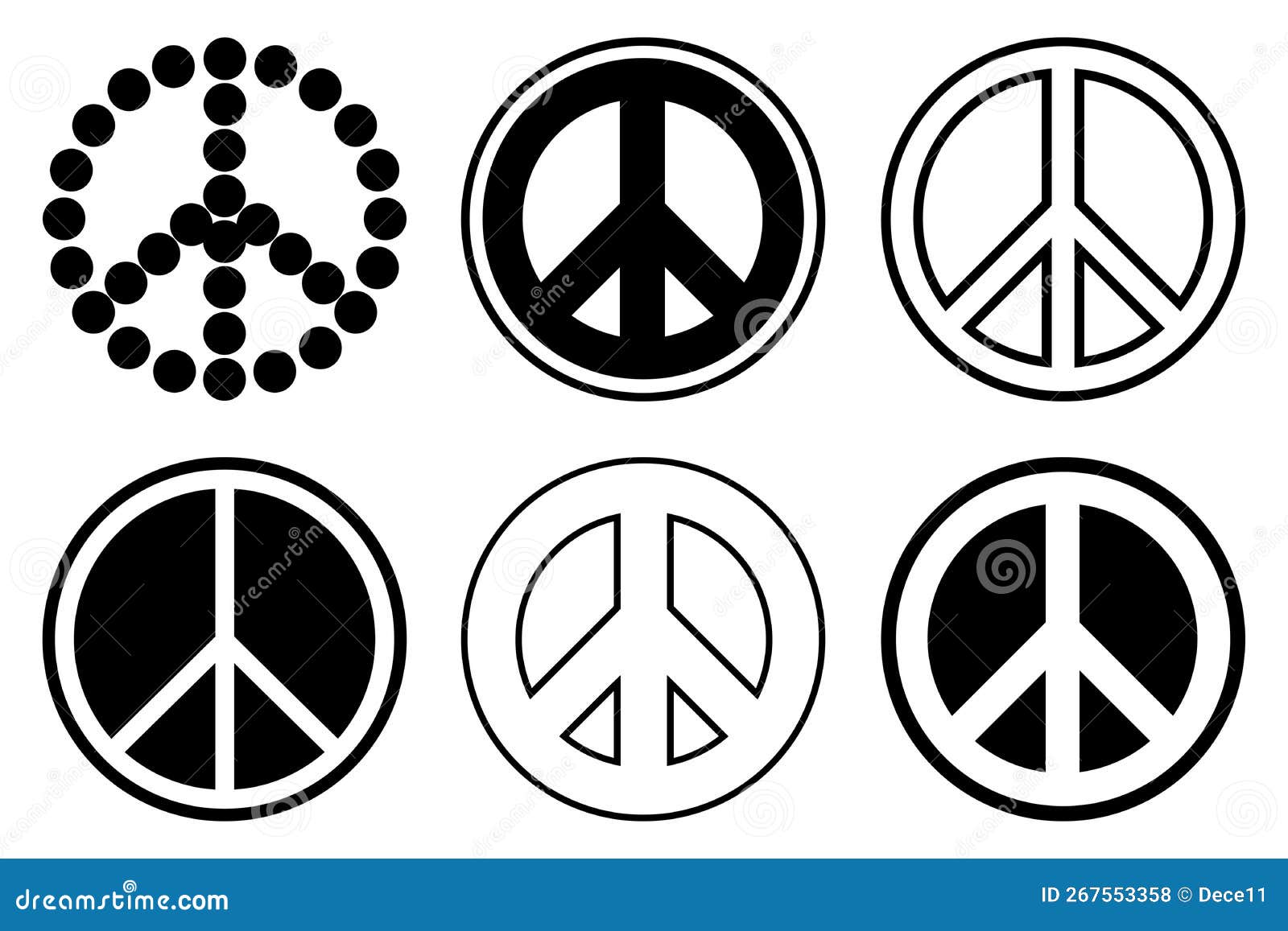 A Set Of Peace Signs Of Different Thicknesses. Peace Symbols, Peace