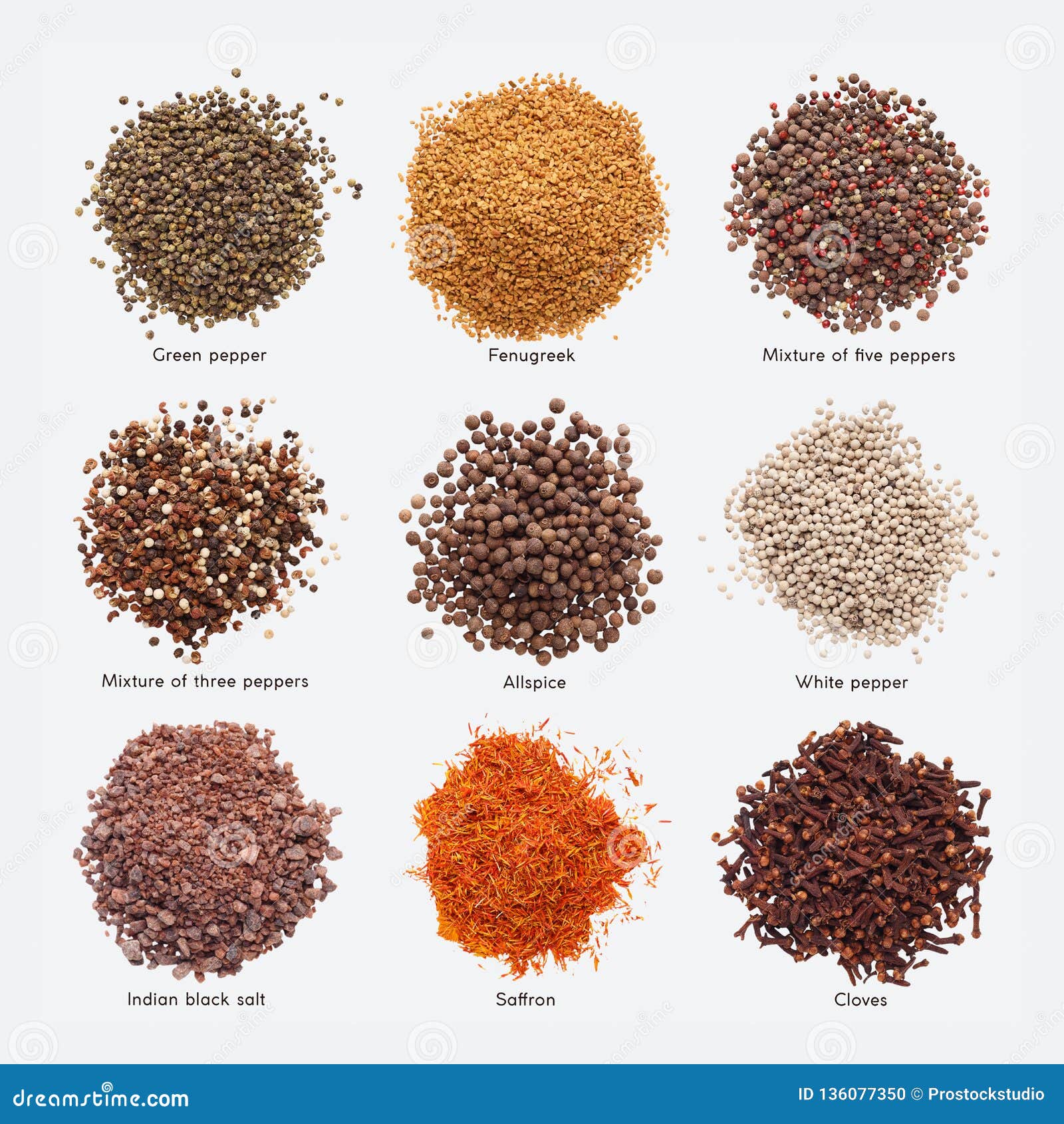 Collection of Different Spices on White Background Stock Photo - Image ...