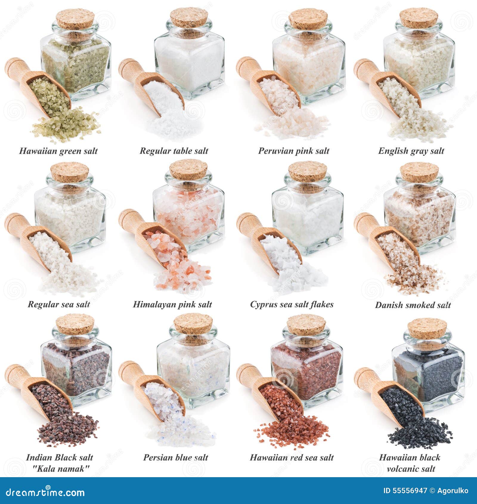 Collection Of Different Types Of Salt Isolated On Stock Photo - Image