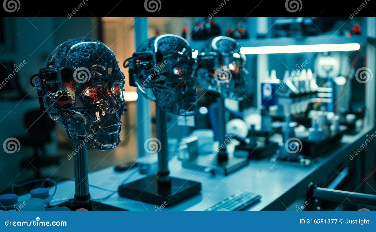 a collection of discarded and outdated neural implants in a laboratory showcasing the constant refinement and