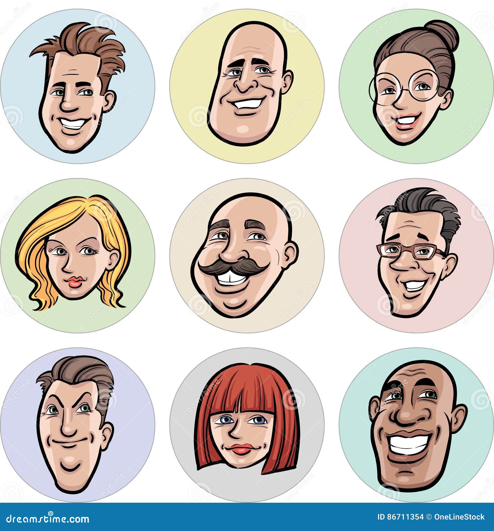 animated people faces