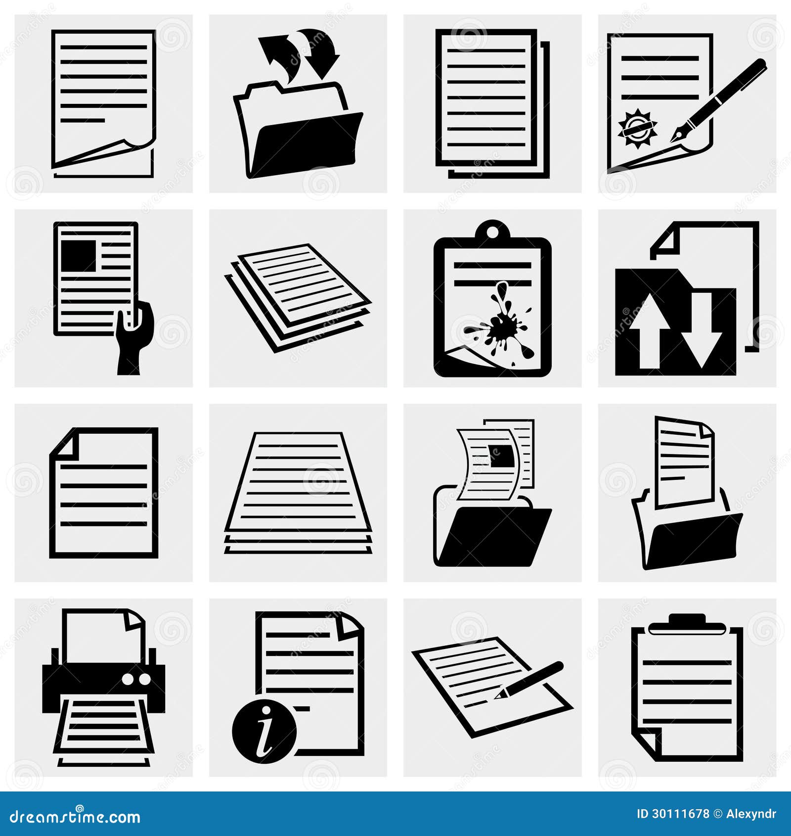 document icons , paper and file icon set