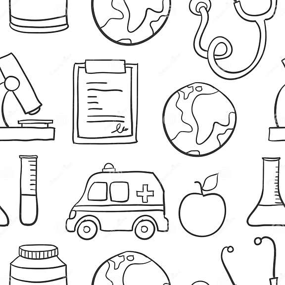 Collection of Element Medical Doodles Stock Vector Illustration of