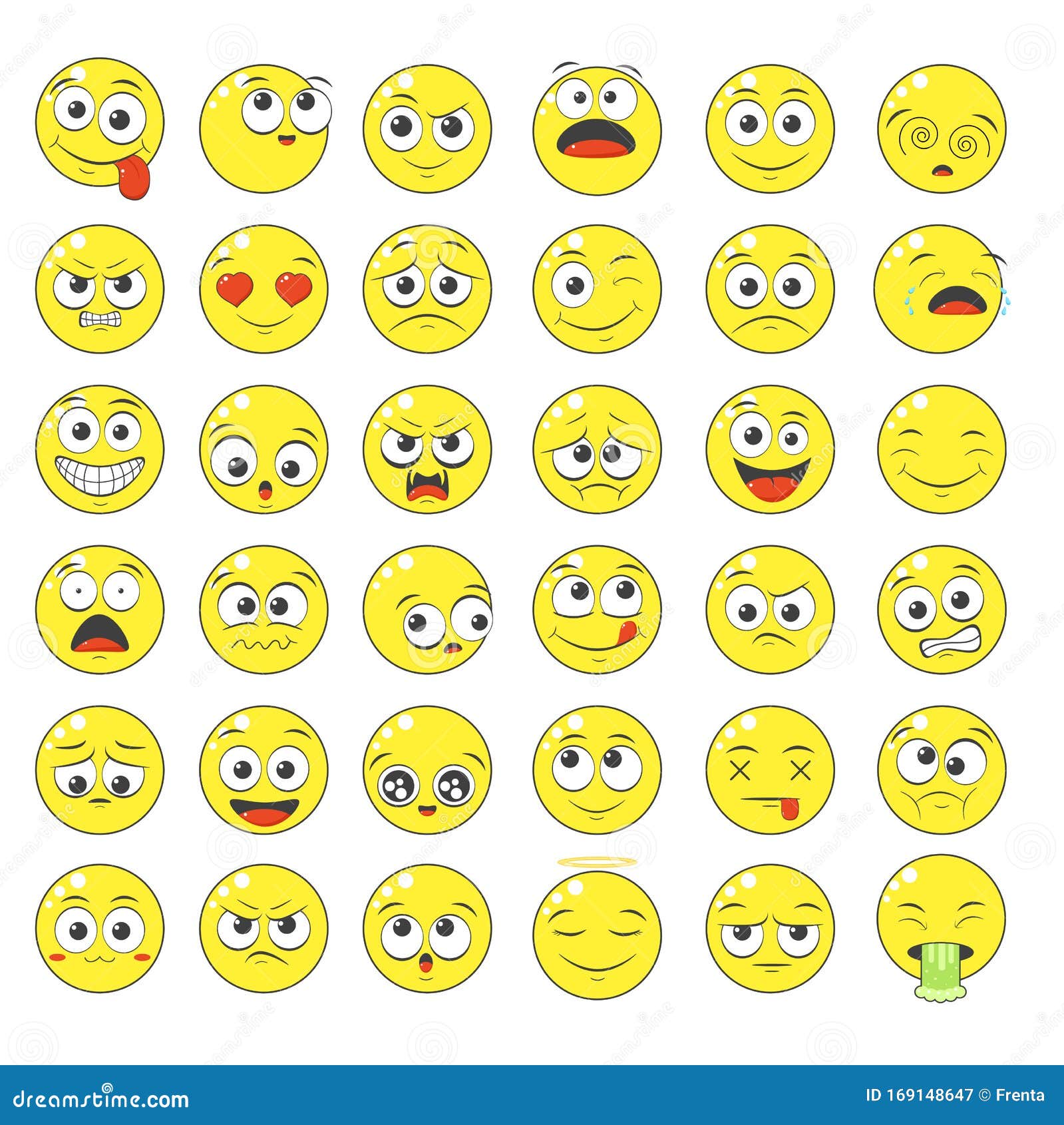 Set of Emoticons with Different Mood Stock Vector - Illustration of ...