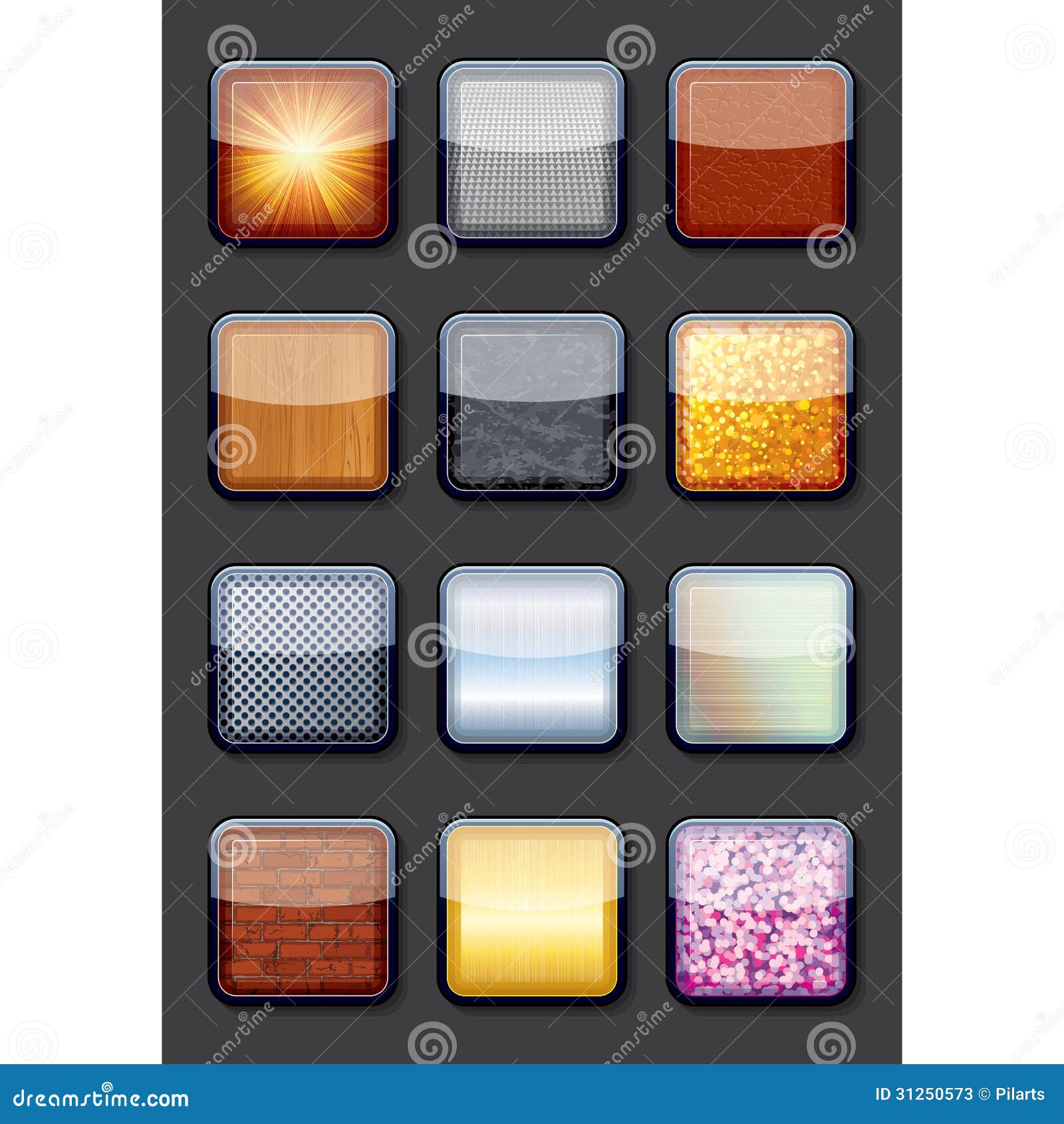 collection of eps10 shiny empty textured buttons