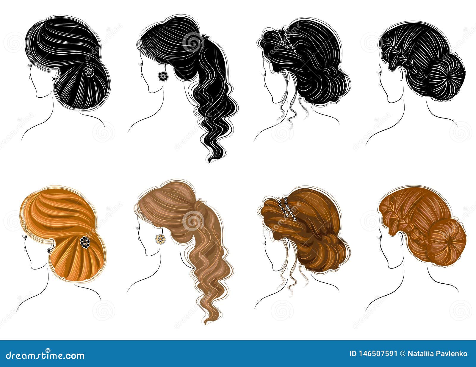 Collection of Female Hairstyles for Short, Long and Medium Hair. Hairstyles  are Fashionable, Beautiful and Stylish Stock Illustration - Illustration of  blonde, beautiful: 146507591