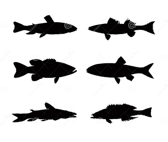 Collection of Fish Silhouette Stock Illustration - Illustration of ...