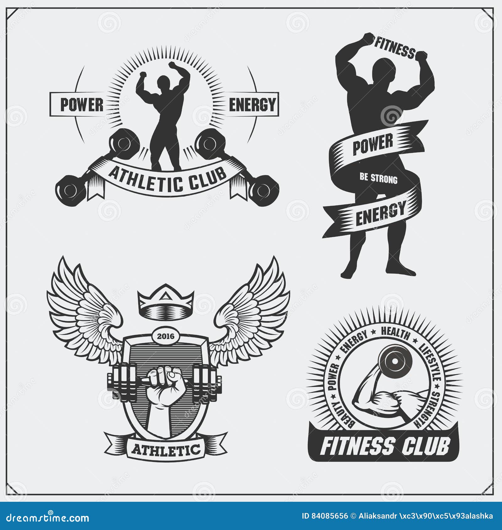 Collection Of Fitness Labels Emblems Badges Logos And Design