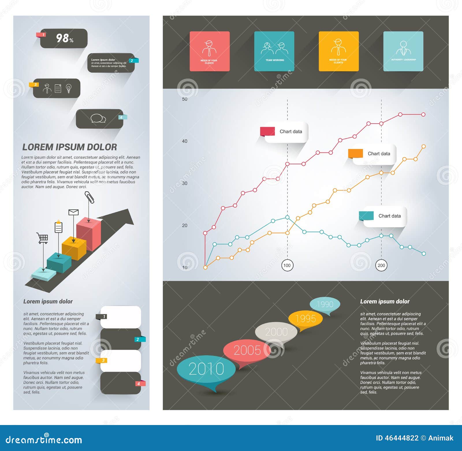 Collection of Flat Infographics Elements. Stock Vector - Illustration ...