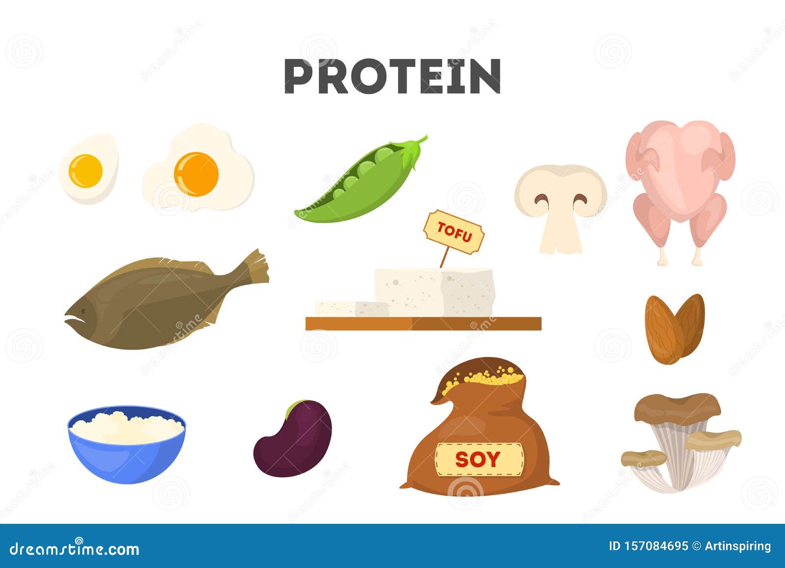 Collection of Food Full of Protein. Cheese Stock Vector - Illustration ...