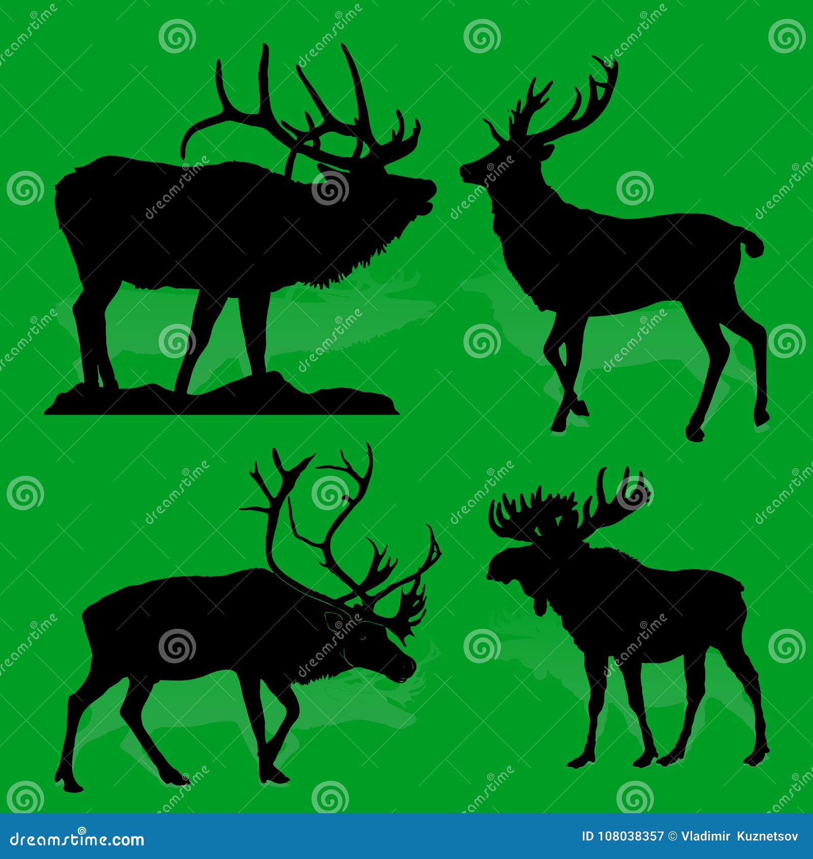 Download Collection Forest Animals Mammals Deer And Moose, On A Green B Stock Vector - Illustration of ...