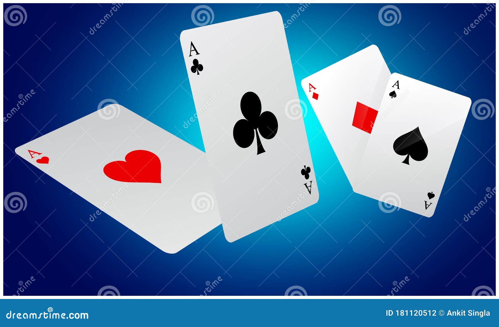 Collection of Four Aces on Abstract Background Stock Vector