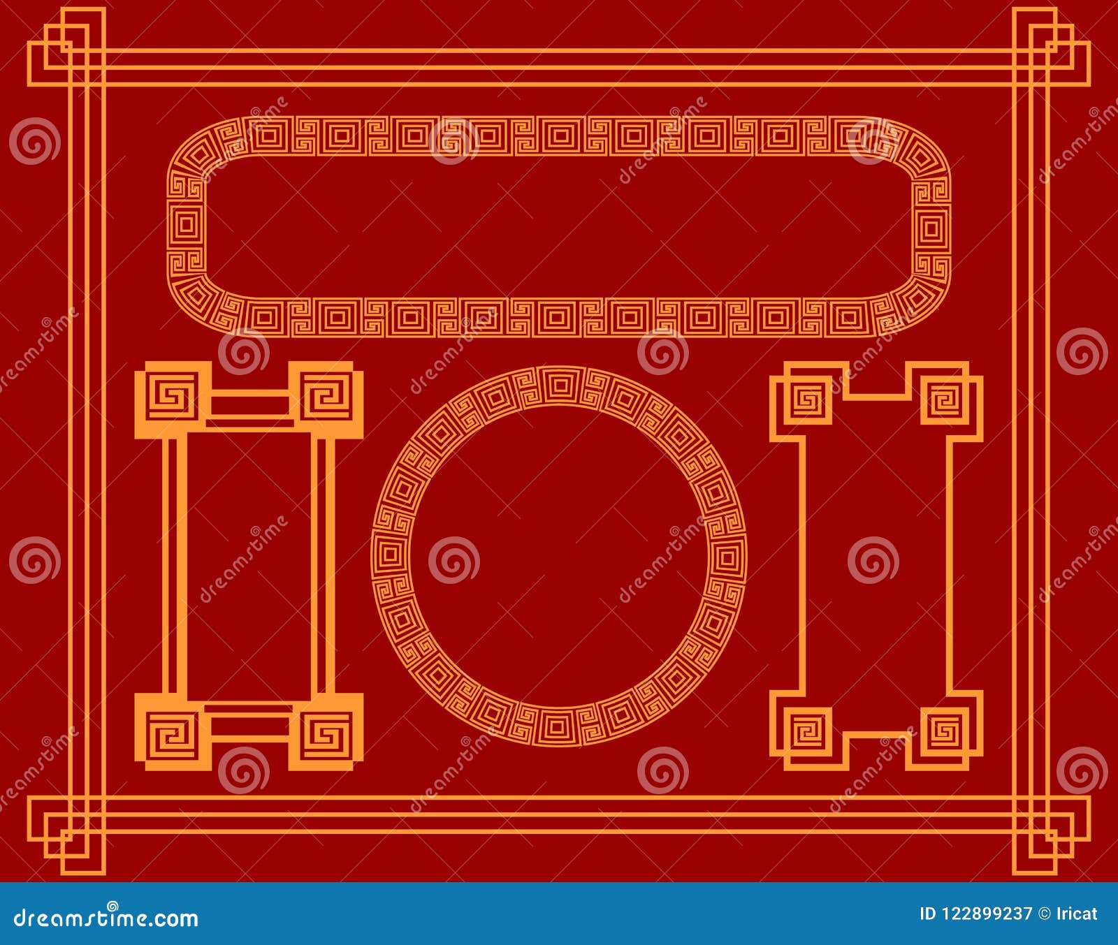 Collection of Frames in Chinese Style. for Design of Postcards
