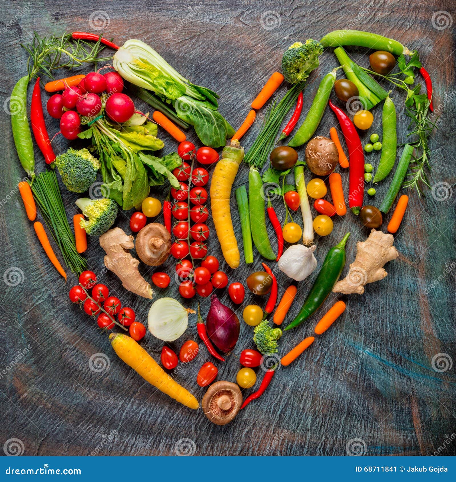 Collection of Fresh Vegetables in Heart Shape Stock Image Image of
