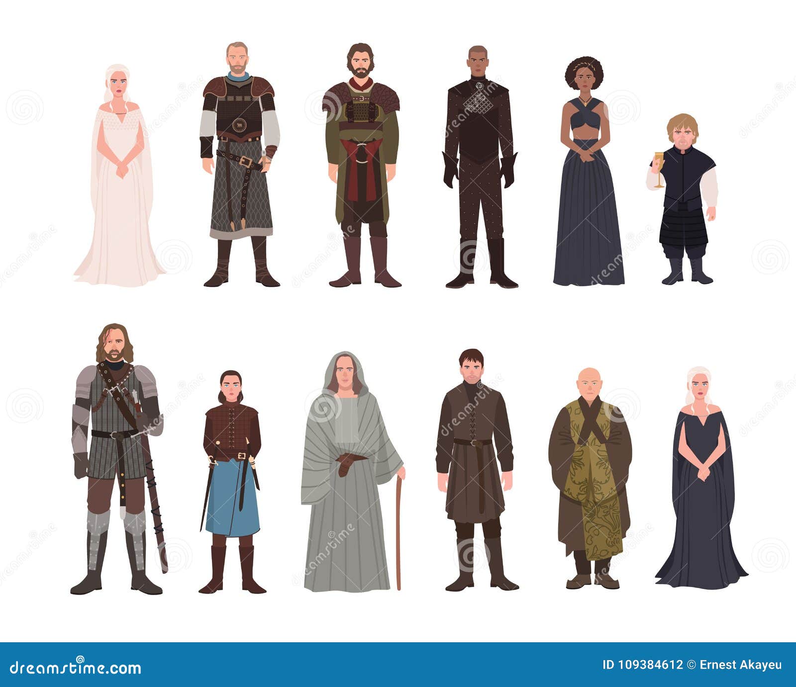 collection of game of thrones fantasy novel and television adaptation male and female fictional characters. gorgeous men