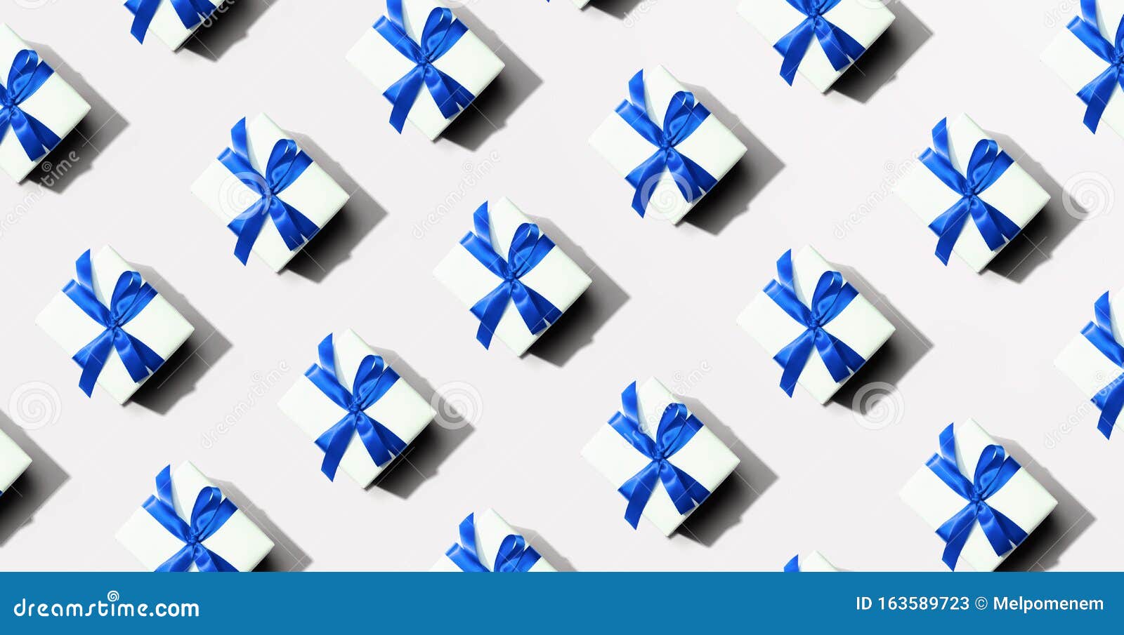 Collection of Gift Boxes with Blue Ribbons Stock Image Image of