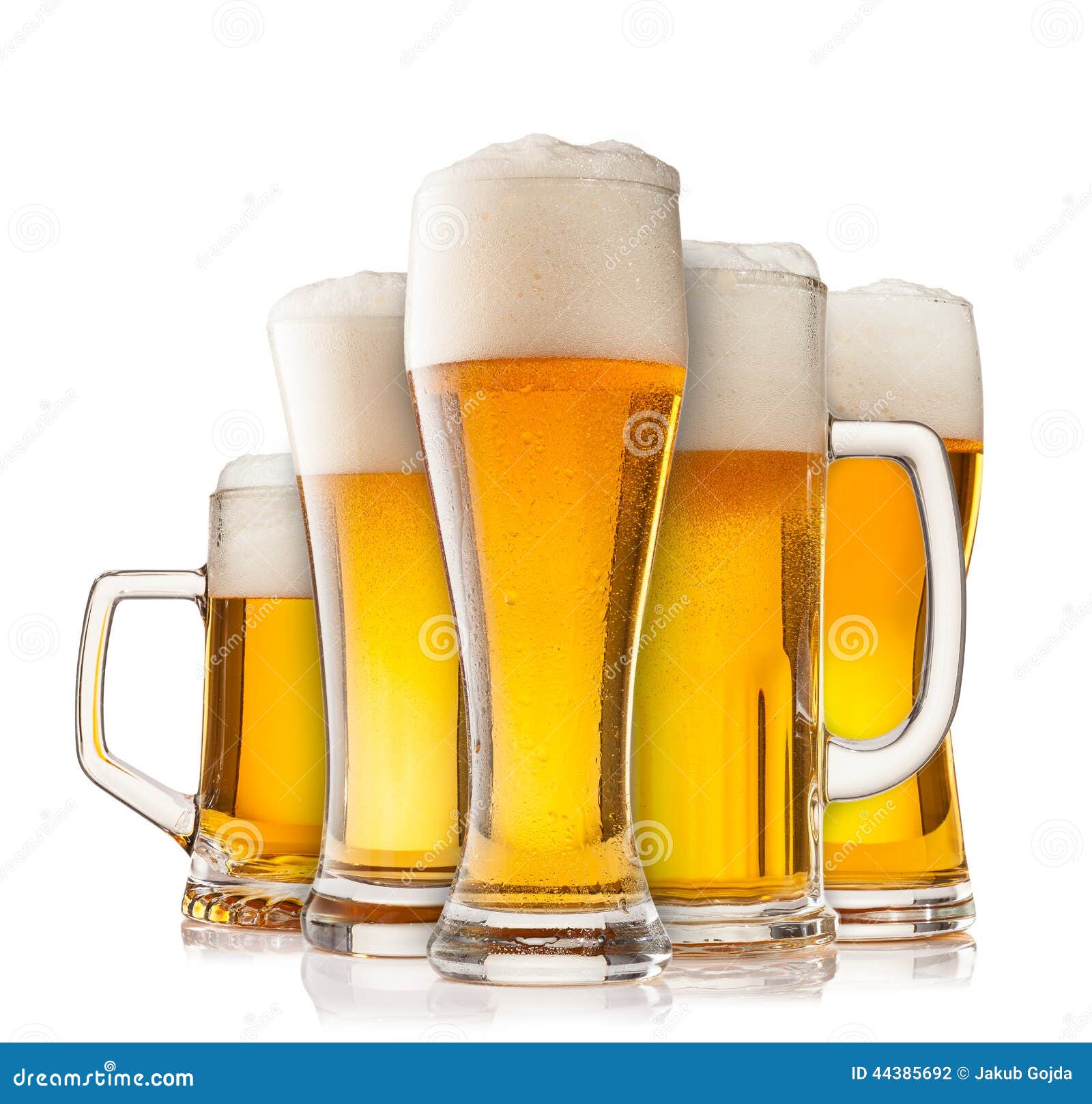 Collection of Glasses of Beer on White Stock Photo - Image of brewery ...