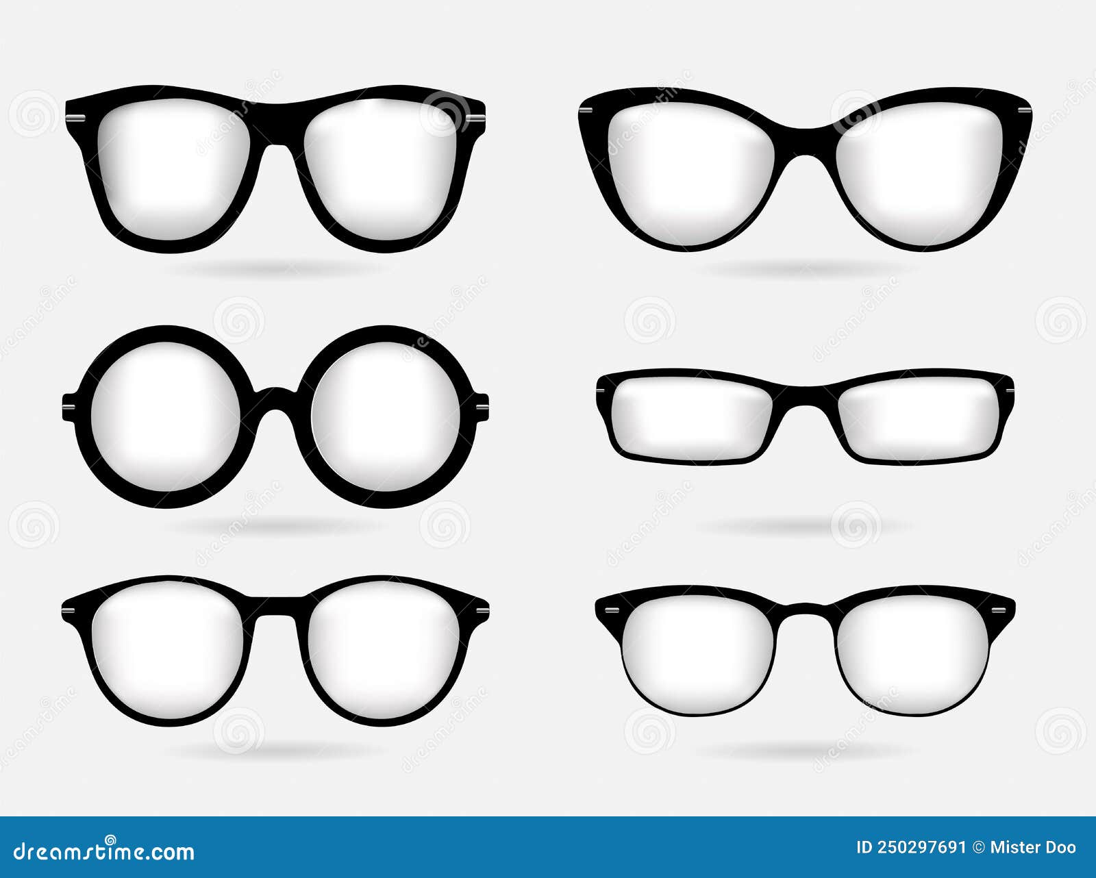 Collection of Glasses Vector Illustration. Realistic Glasses Design