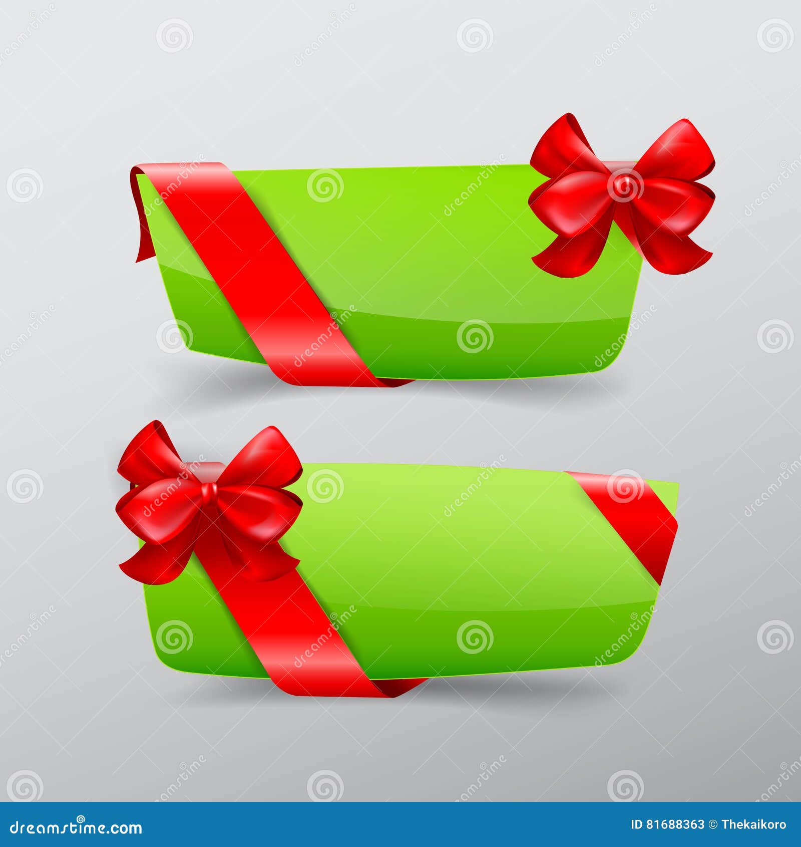 041 Collection Of Green Banner With Red Ribbon Vector Illust Stock Vector Illustration Of Graphic Vector