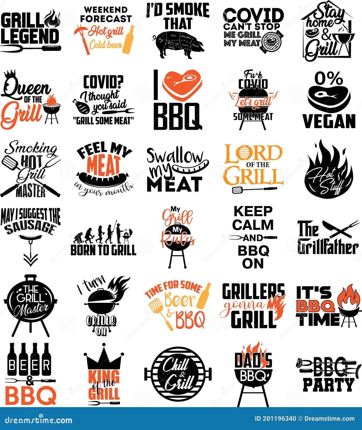Collection of Grill Phrases, Slogans or Quotes Stock Vector