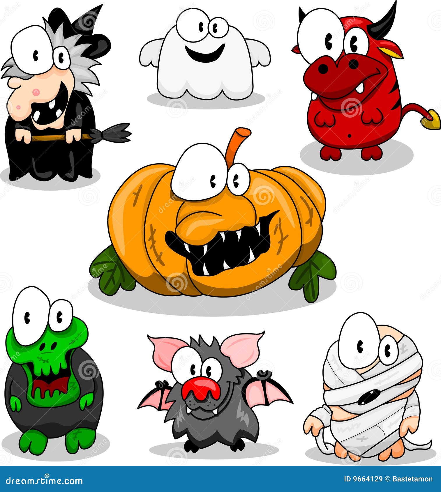 Collection of Halloween Creatures Stock Vector Illustration of ghost
