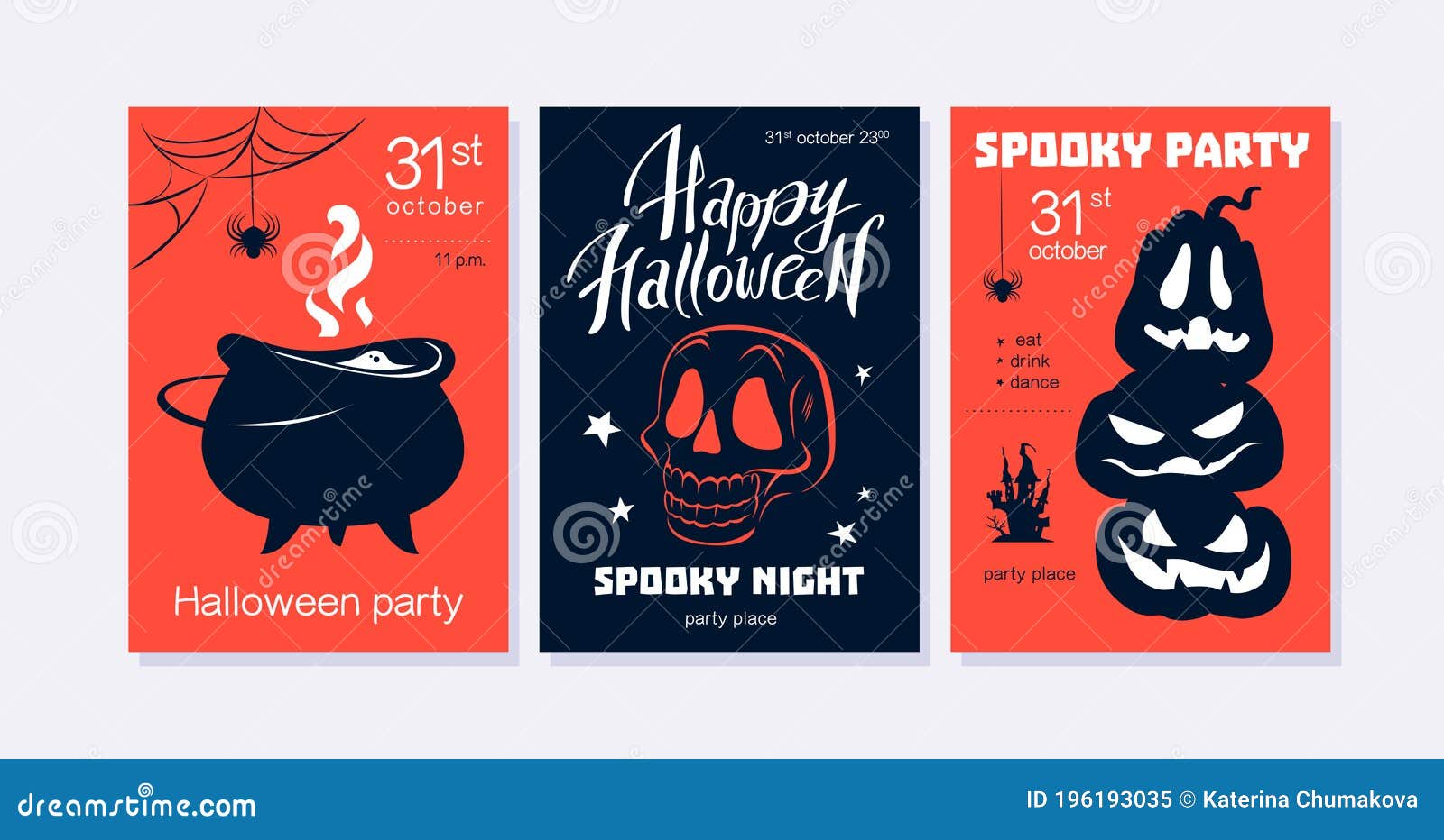 Collection of Halloween Party Flayer, Poster ,card, Design Template ...