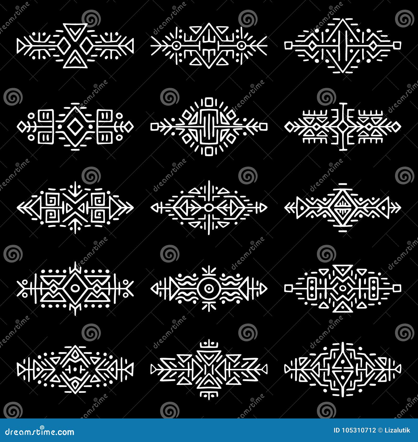 Borders Collection in Ethnic Style Stock Vector - Illustration of ...