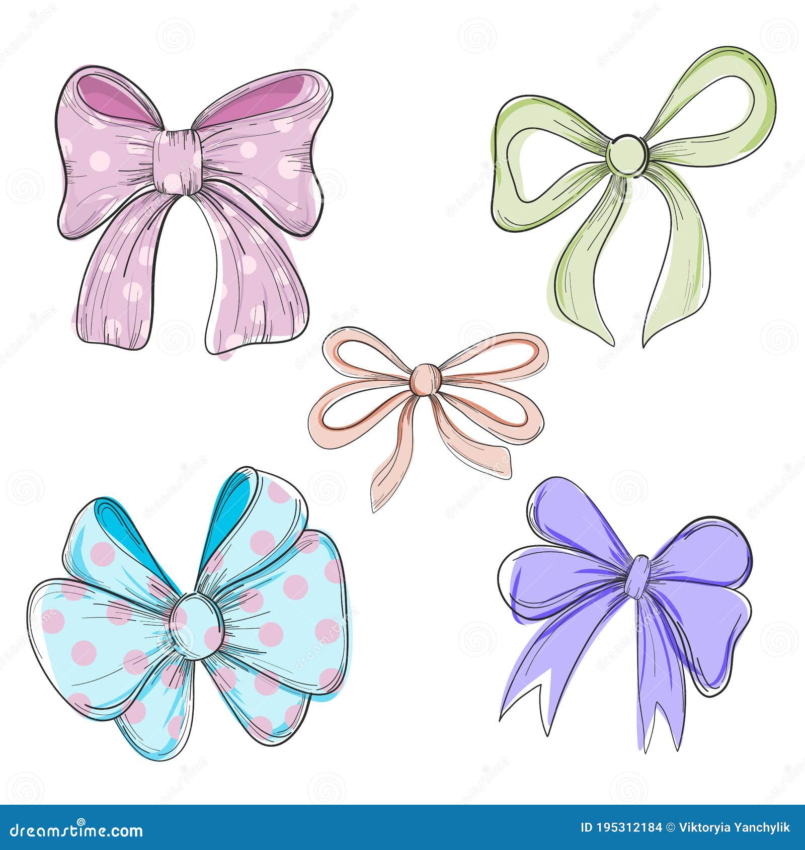collection of hand drawn  bows