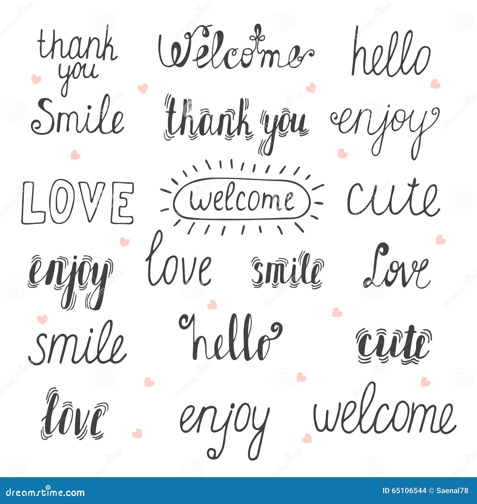 Collection of Hand Drawn Words for Your Design. Welcome, Thank Y ...