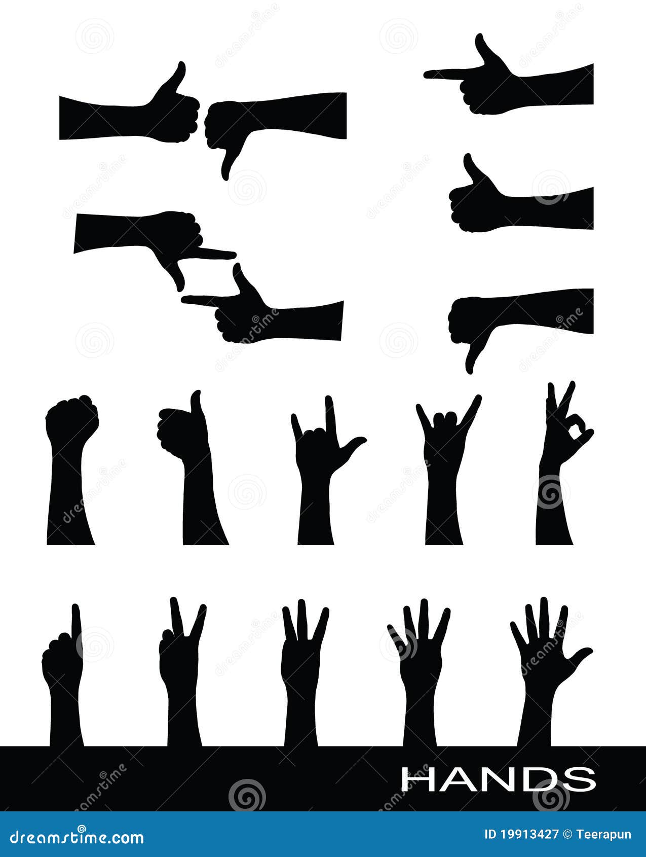 Group of People Having Fun, Raised Hand Up, Goat Gesture, Rock Gesture,  Stick Man Isolated Silhouettes Stock Vector - Illustration of silhouettes,  black: 217707262