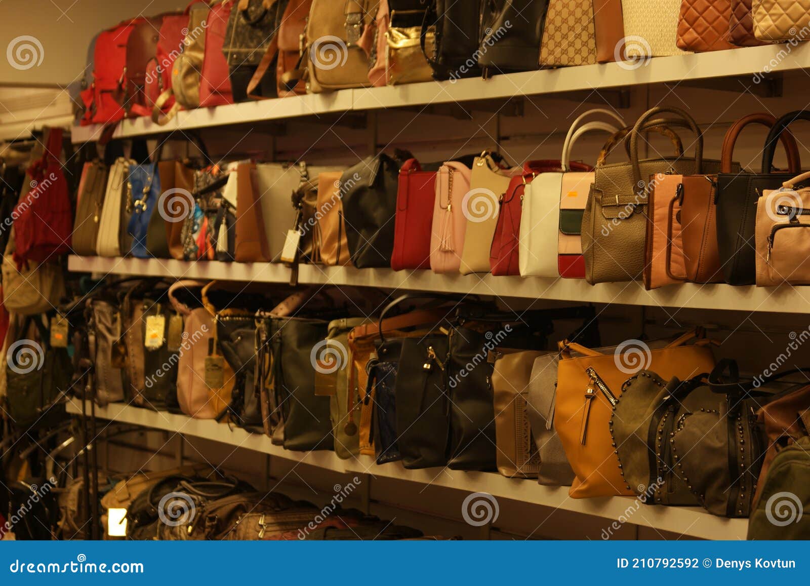 Collection of Handbags on Display at Shopping Center. Stock Photo - Image  of retail, business: 210792592