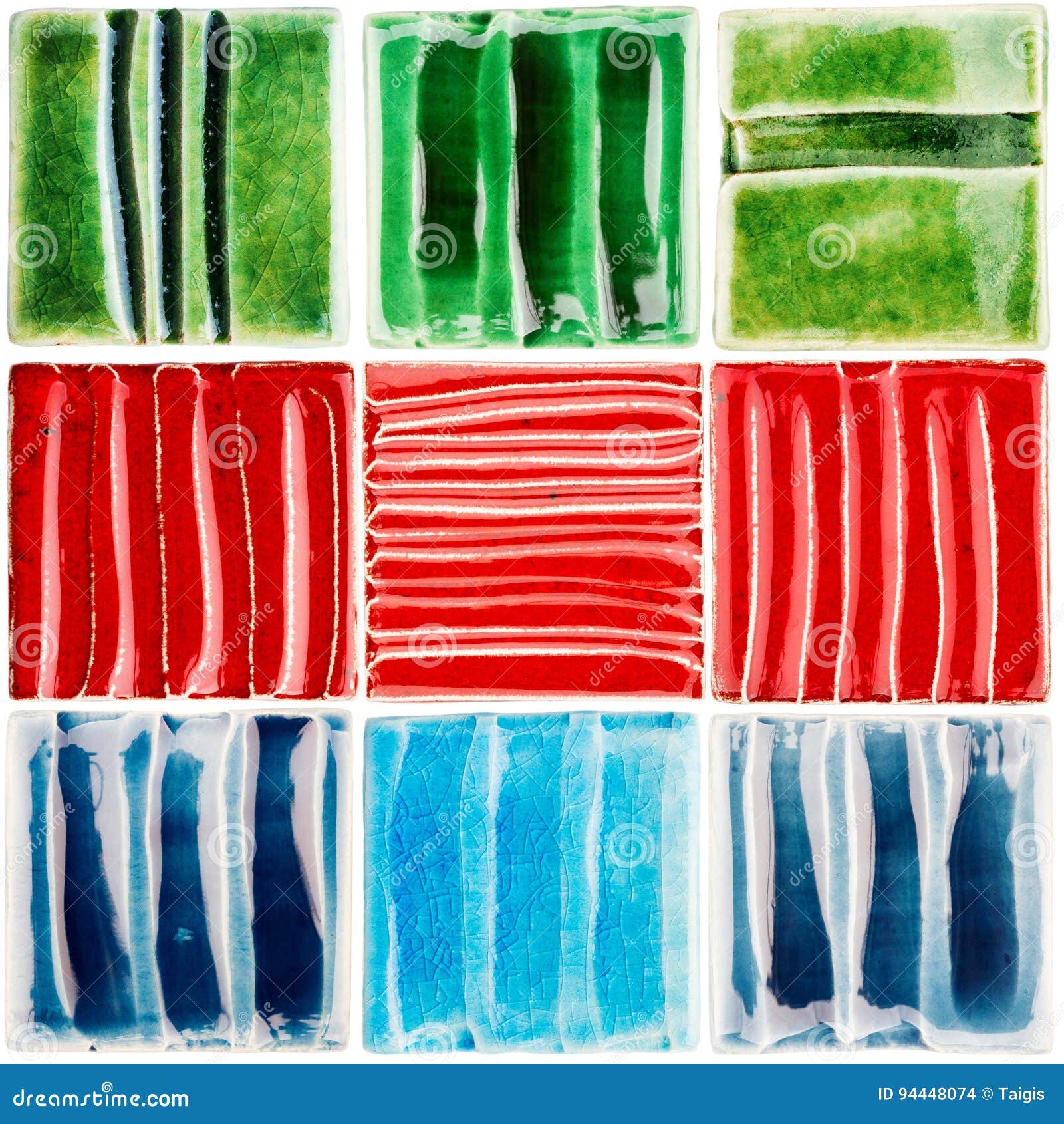 Collection of Handmade Glazed Ceramic Tiles Stock Photo Image of