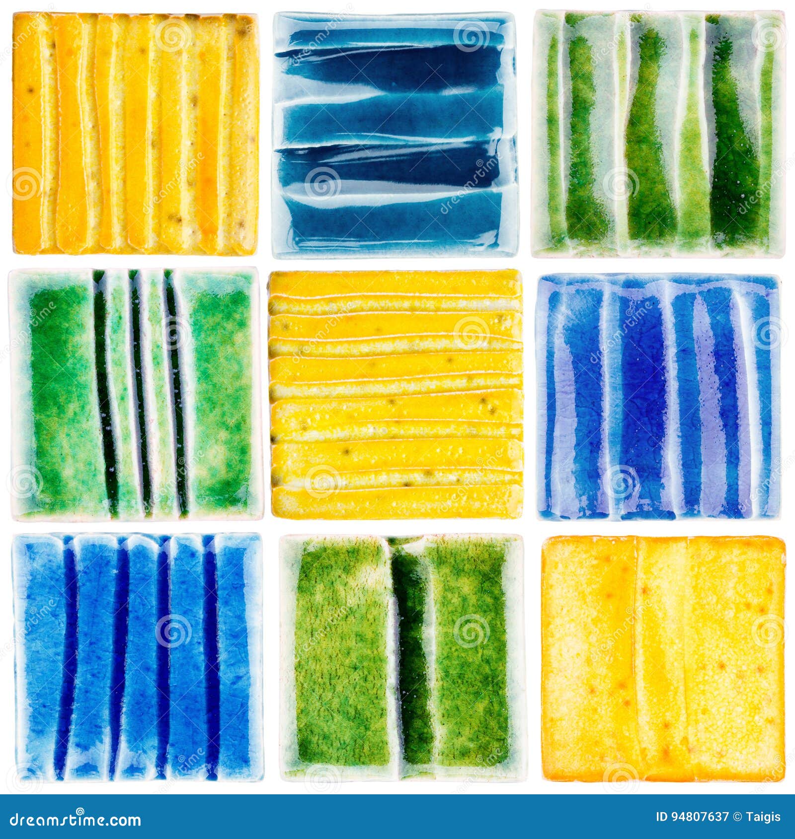 Collection of Handmade Glazed Ceramic Tiles Stock Image Image of