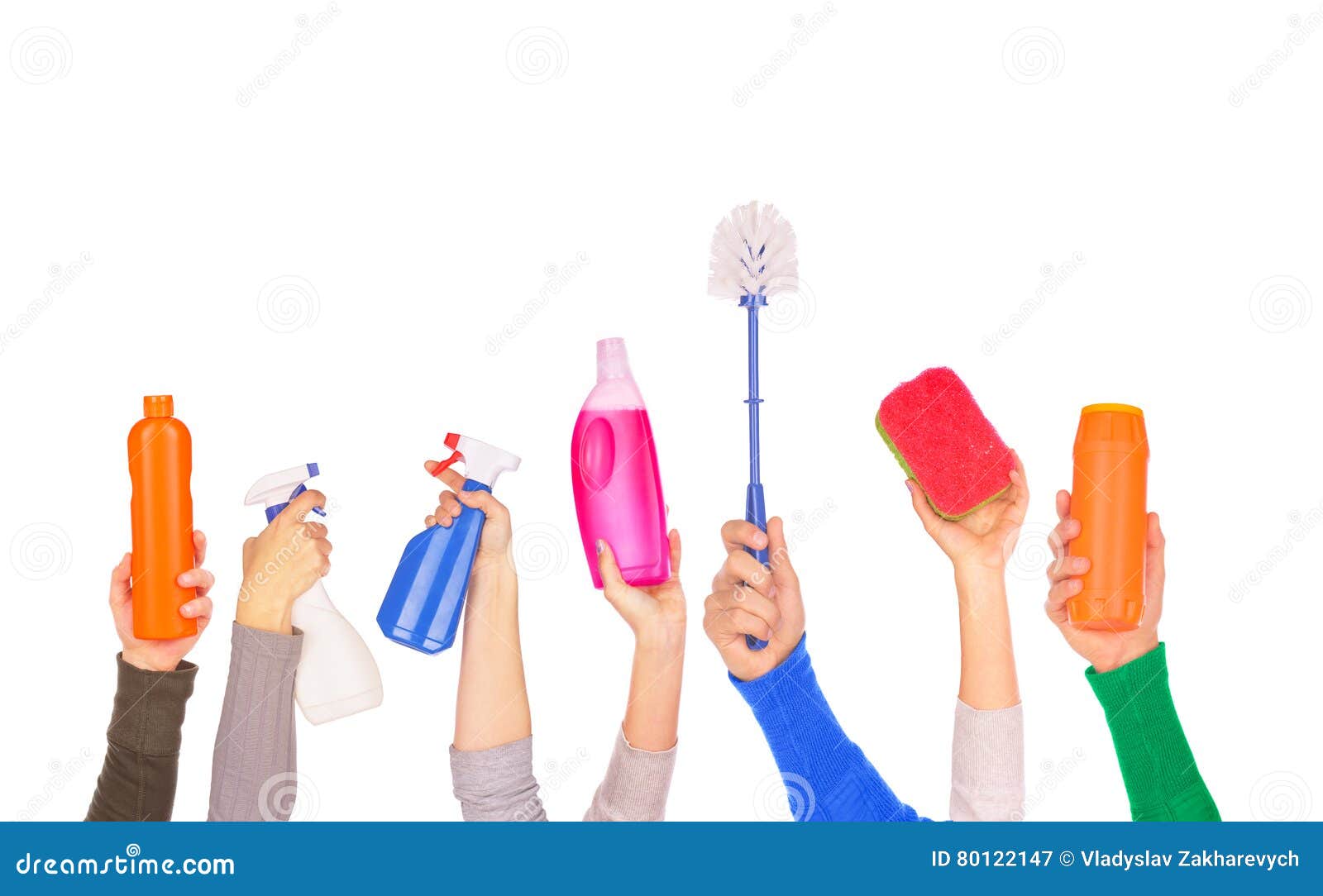Collection Hands with the Items for Washing Dishes Stock Image Image