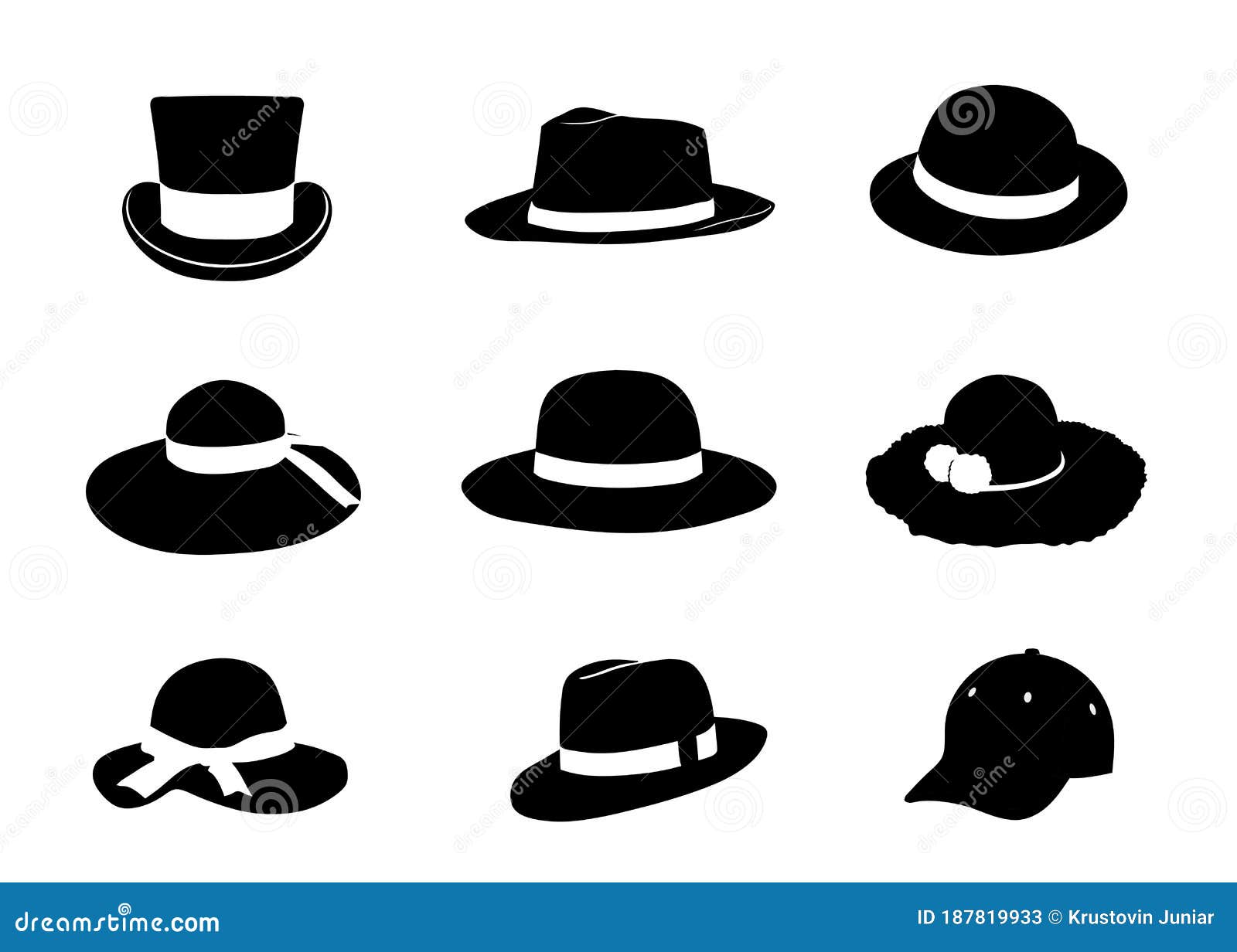 Collection of Hat Silhouette Flat Vector Icon Stock Vector ...