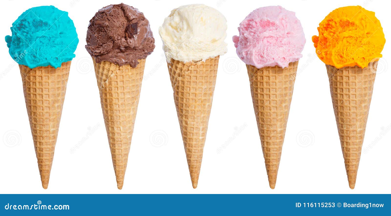 Pastel pink ice cream scoops in rows on blue background - Free