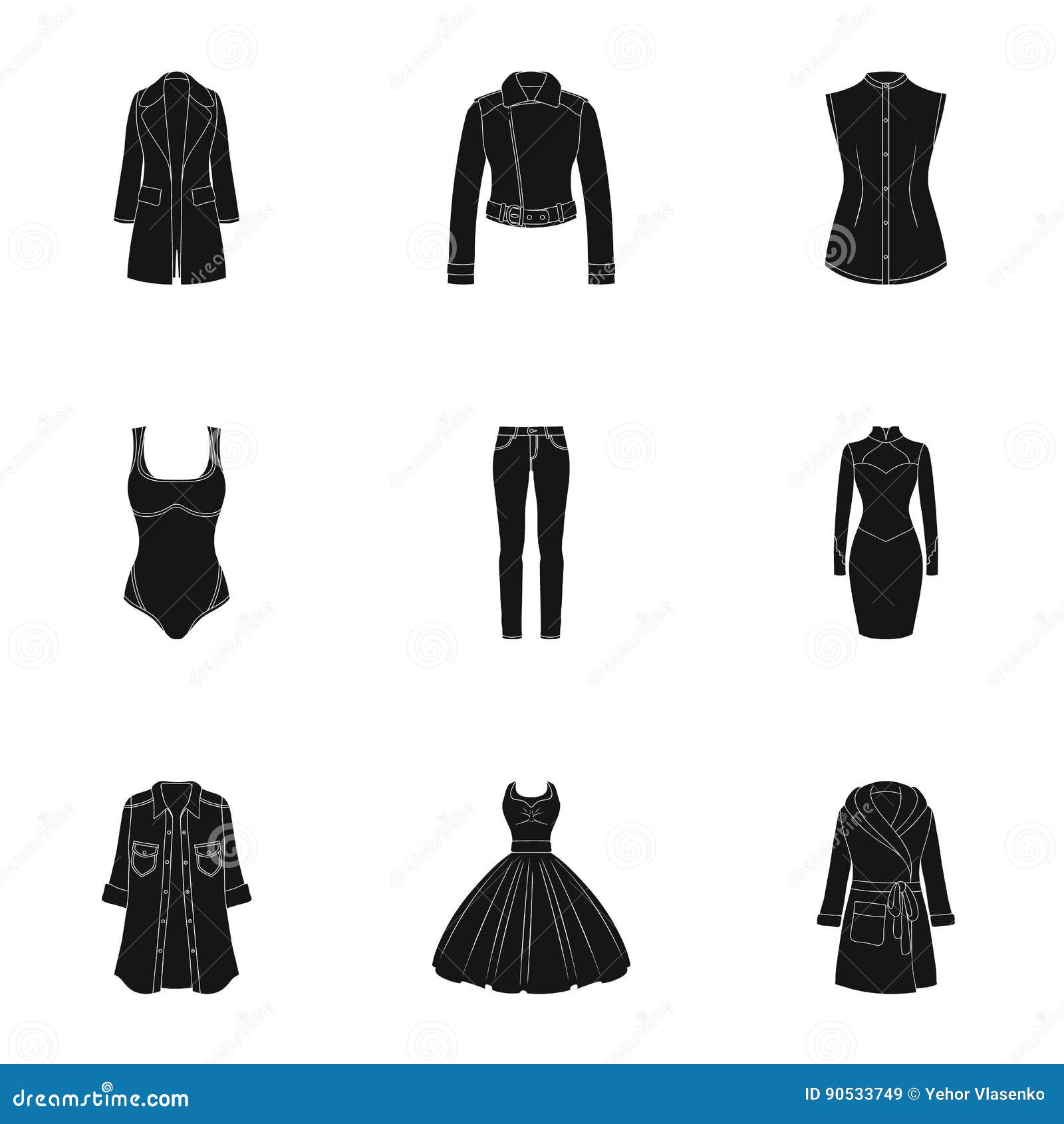 Collection of Icons of Womens Clothing. Various Women`s Clothes for ...