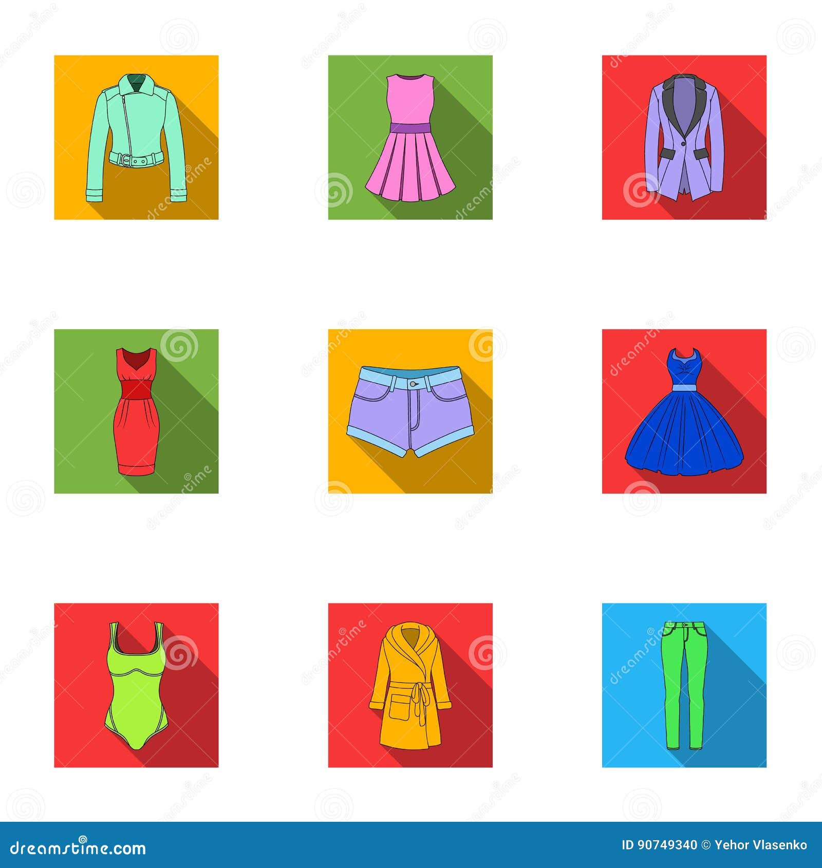 Collection of Icons of Womens Clothing. Various Women`s Clothes for ...