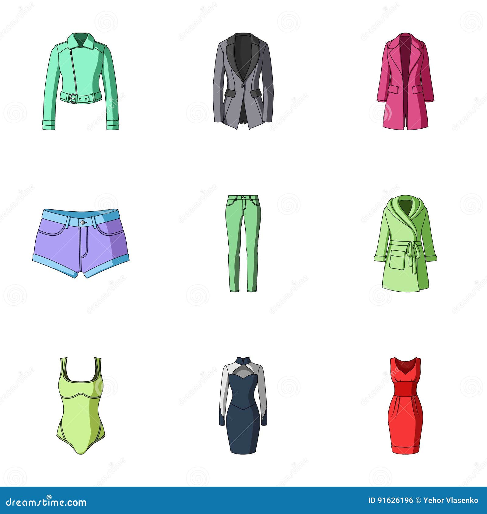 Collection of Icons of Womens Clothing. Various Women`s Clothes for ...