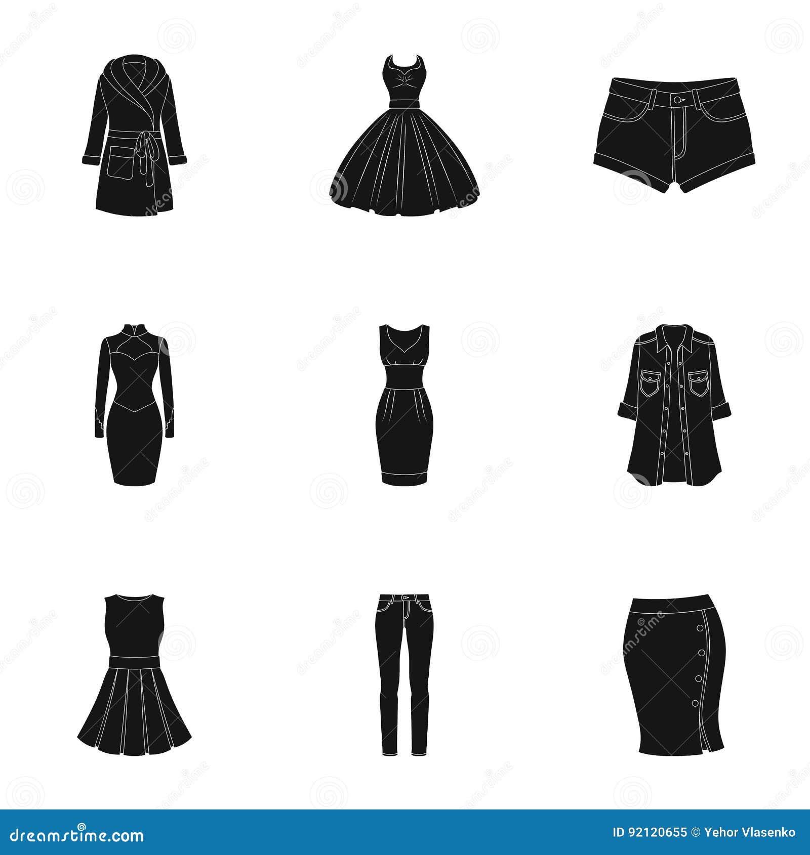 Collection of Icons of Womens Clothing. Various Women`s Clothes for ...