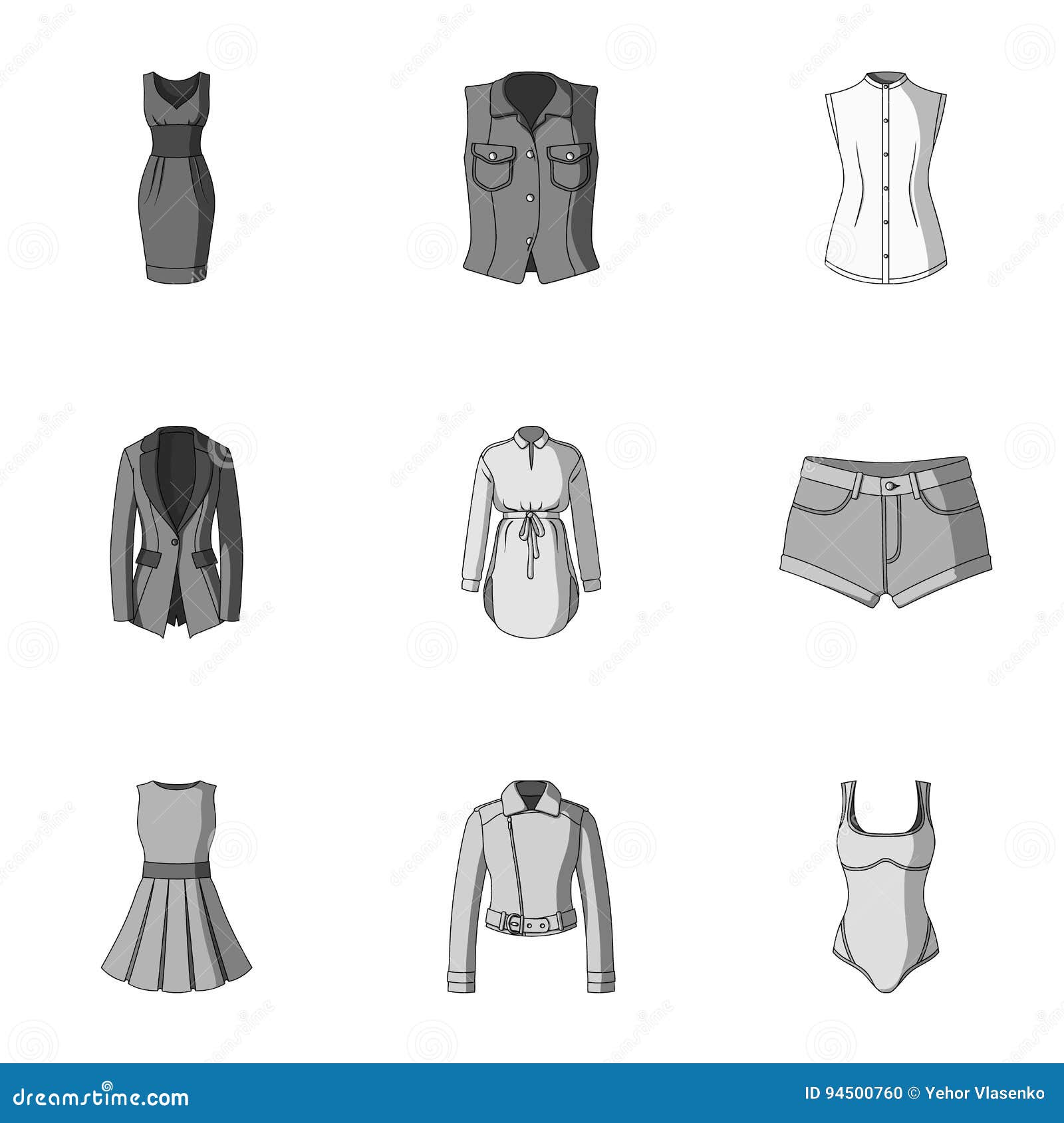 Collection of Icons of Womens Clothing. Various Women`s Clothes for ...