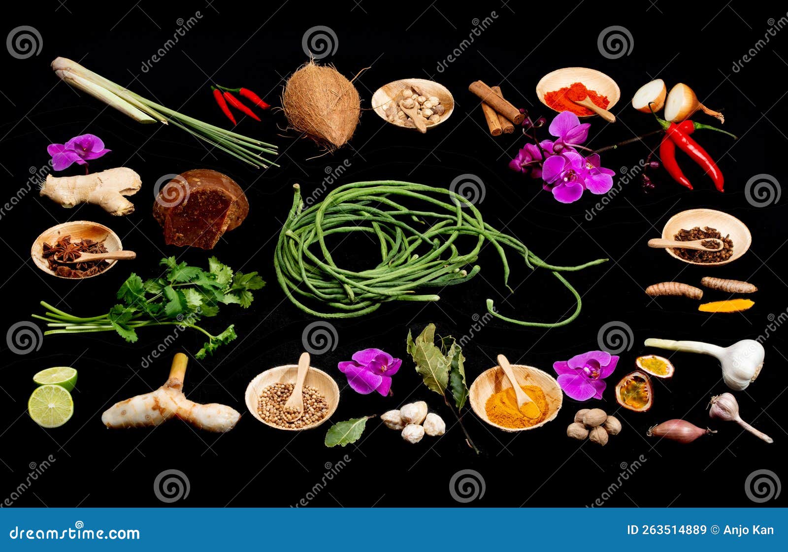 A Collection of Indonesian Ingredients from Asian Cuisine. Stock Image